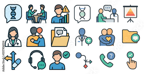 Business and healthcare icons set for communication and management design