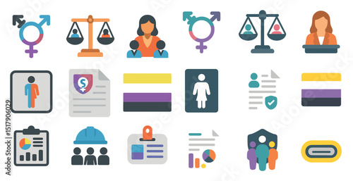 Gender equality and diversity icons for professional design and communication projects