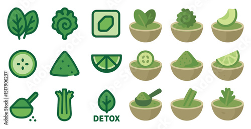 Healthy detox ingredients and green superfoods for wellness design