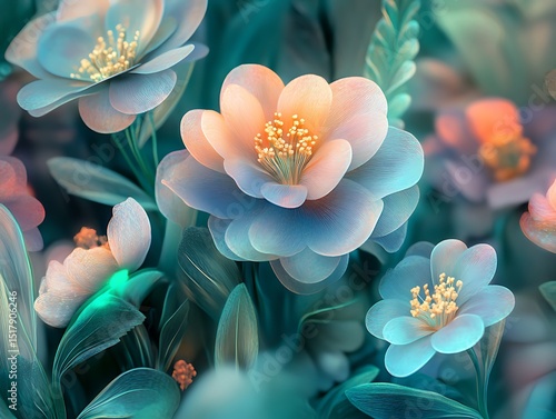 Artistic floral fantasy with dreamy pastel petals and ethereal composition