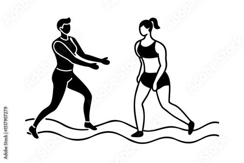 Woman assisting another woman with water exercise