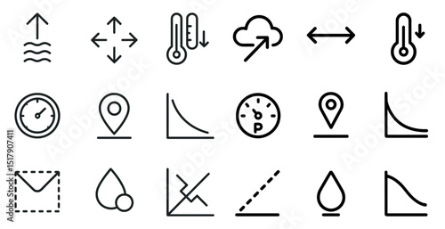 Simple weather and location icons for forecast and navigation design