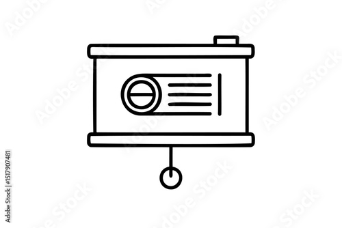 Simple line drawing of a presentation screen projector