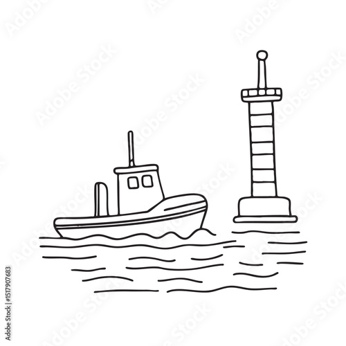 A tug passing a buoy