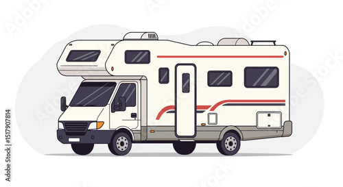 Illustration of a Modern Recreational Vehicle for Camping and Travel