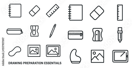 Essential tools for drawing and sketching preparation