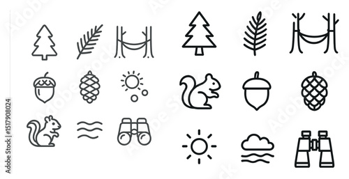 Nature elements and outdoor adventure icons for design projects
