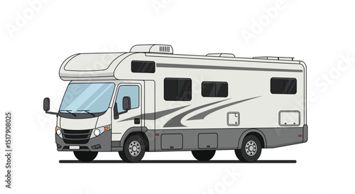 Illustration of a modern recreational vehicle or motorhome on white