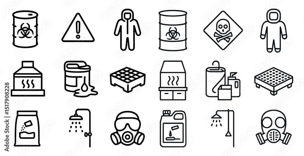 Hazard safety icons for industrial warnings and protective measures Hazard safety icons for industrial warnings and protective measures
