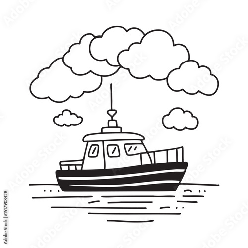 A tug gliding below grey skies