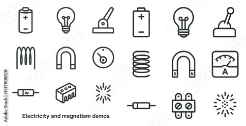Collection of electrical and magnetic symbols for educational diagrams