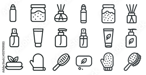 Eco-friendly personal care icons for wellness and beauty designs