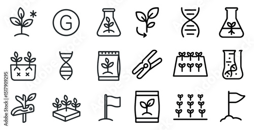 Sustainable agriculture icons: growth and ecology for design and digital use
