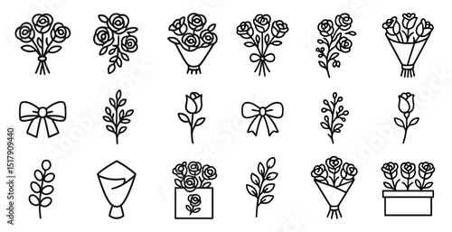 Floral icon set for decoration and design projects