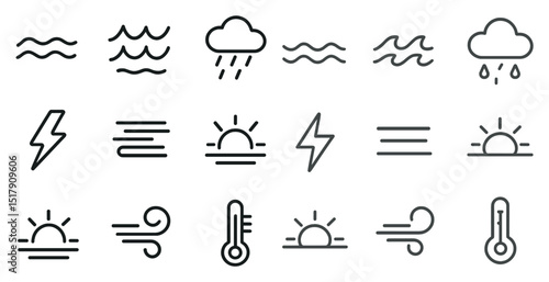 Weather icons set for climate forecast and design projects