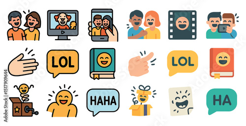Diverse emoji and icon collection for social media and communication design