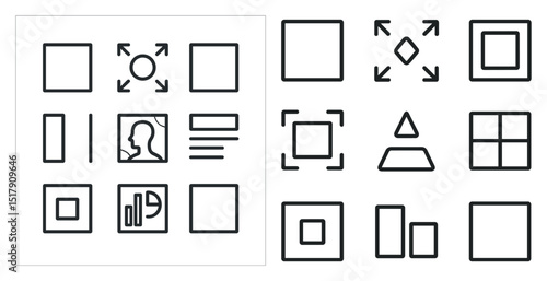 Geometric minimalist icon set for user interface design