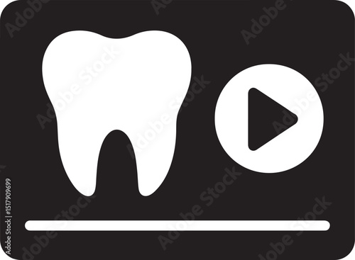 Silhouette vector of dental video content icon, perfect for dental media, education, and online health platforms.