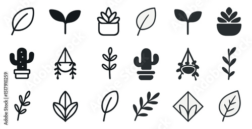 Botanical icons collection for nature-inspired designs and decor