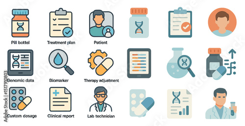 Medical and clinical icons for patient care and treatment management