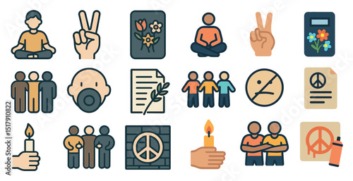 Peace and meditation symbols for wellness and mindfulness design projects