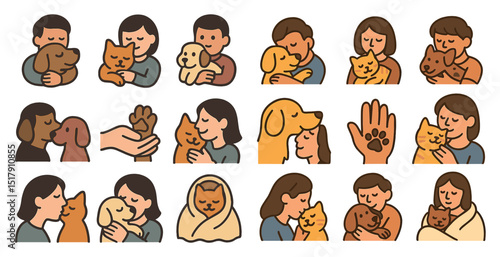 Heartwarming scenes of human and pet bonding for design or print use