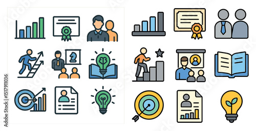 Business growth and success icons for presentations and reports