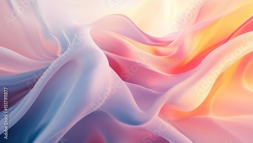 Abstract, flowing fabric in pastel and warm hues.  Soft, smooth folds and curves create a dynamic, ethereal composition