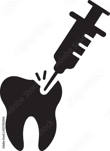 Silhouette vector of local anesthesia injection icon, ideal for dental, surgical, and medical design purposes.