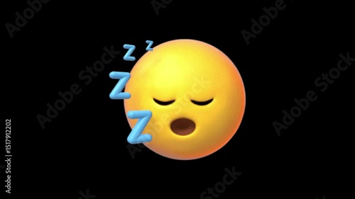 Sleeping Emoji Animation. Snoring emoticon, Zzz yellow face with closed eyes