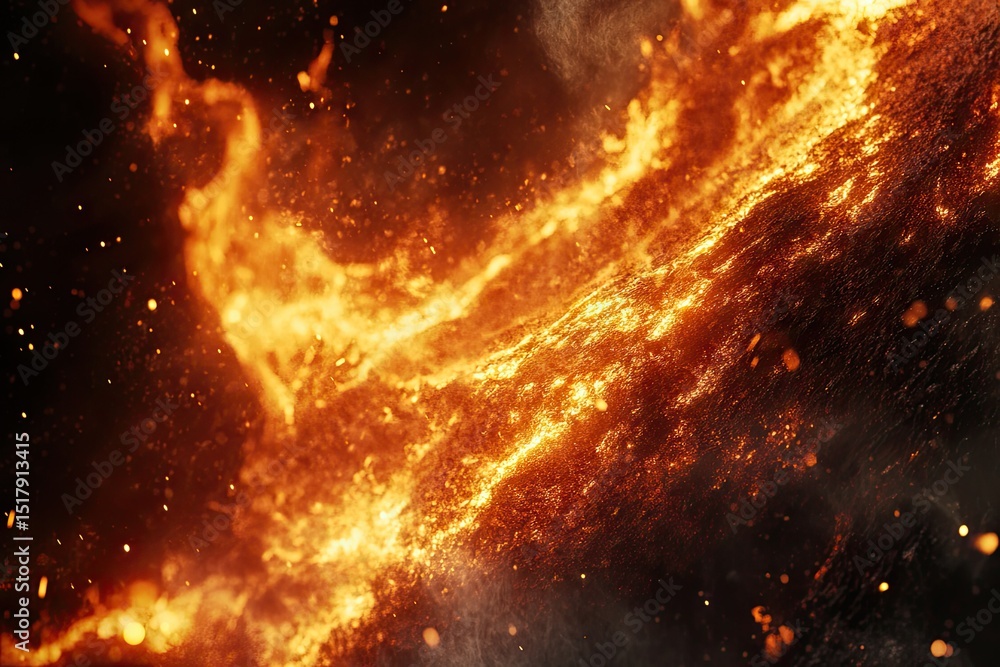 Naklejka premium Fiery, abstract flames engulfing a textured surface