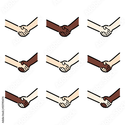 手書き_握手_ベクター素材_セット_01