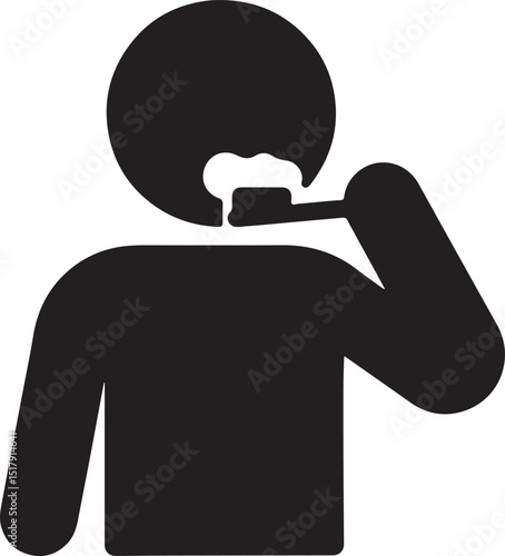 Silhouette vector of brushing teeth icon, promoting oral hygiene, dental care, and healthy smile habits.