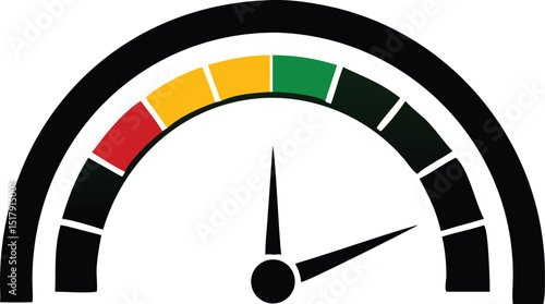 Black Speedometer with Red, Yellow, Green Colors Showing Moderate Speed Indication