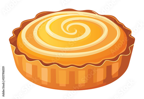 Golden Cinnamon Roll Tart Pastry - Vector Illustration