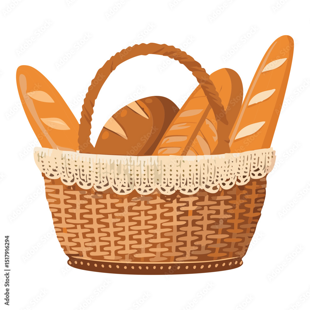 Fototapeta premium Lace Trim Bread Basket - Vector Illustration
