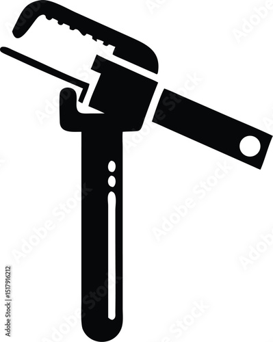 Black and White of a Plumbers Wrench Tool for Pipe Fitting Work