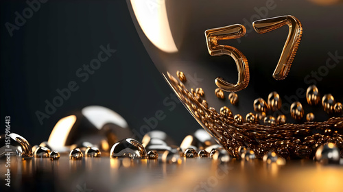 Abstract 3d Render Of Golden Number 57