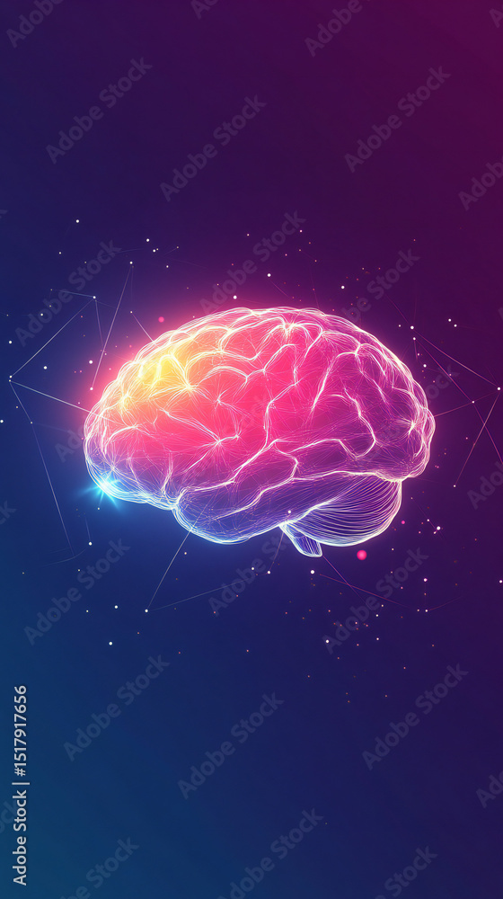 Vibrant Neon Brain Illustration Vibrant Neon Brain Illustration