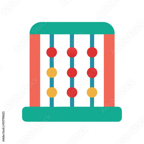 Vector flat color abacus tool on the white backgro
