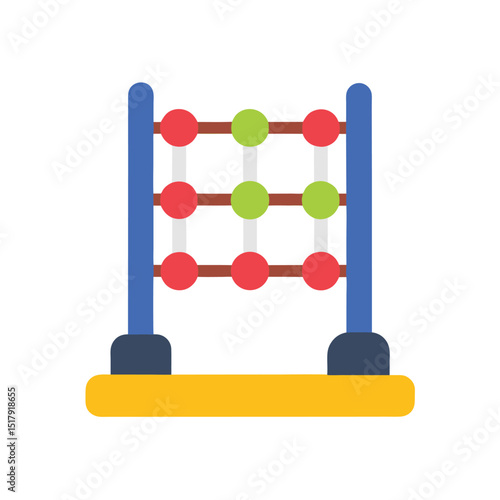 Vector flat color abacus tool on the white backgro