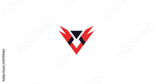 Abstract Geometric Logo Design Featuring Red and Black Triangles on a Clean White Background