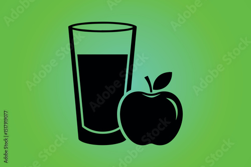 glass of juice  with of apple  vector illustrator design 