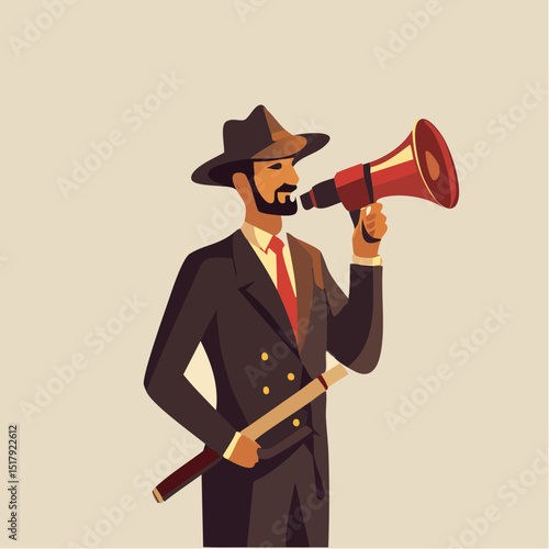 Minimalist Vector of Classic Film Director Silhouette