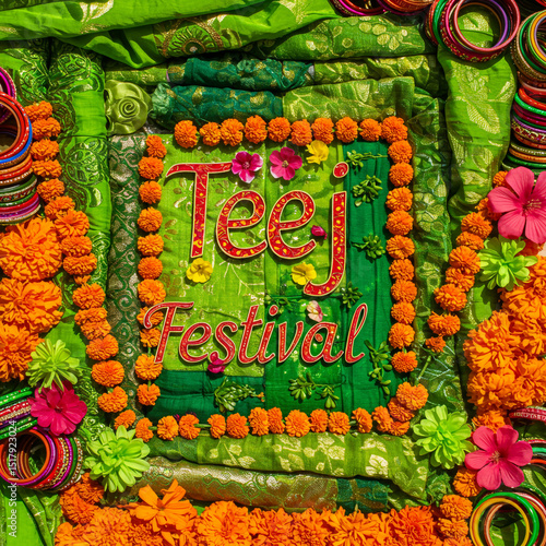 Vibrant Teej Festival Flowe...