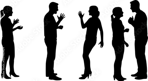 set of Couple quarrelling silhouette vector illustration isolated on white background. Break up concept.
