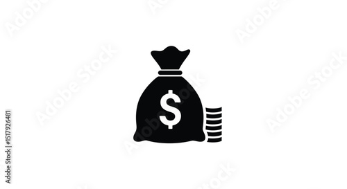 Money bag with dollar sign and coins financial savings and investment