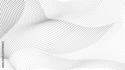 Black and White Halftone Wave Pattern, Wave halftones geometric dots, Illustration halftone effect round shape. Dynamic Vector Halftone Design for Stylish Product Graphics