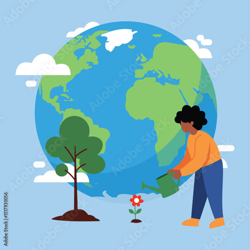 ILLUSTRATION OF CARING FOR THE EARTH AND THE ENVIRONMENT
