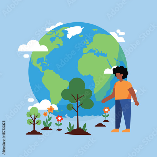ILLUSTRATION OF CARING FOR THE EARTH AND THE ENVIRONMENT